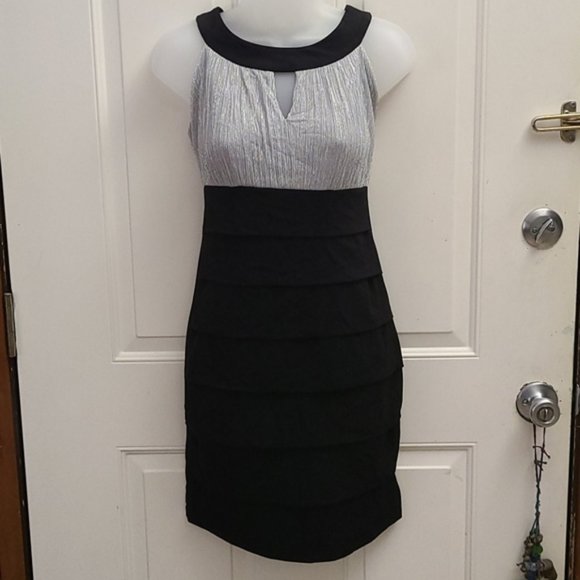 Enfocus Black and Silver Sleeveless Dress - Picture 1 of 8